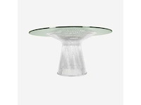 Planet round eettafel - 120 cm - zilveren frame - heldere glazen tafel - afbeelding 2 van  5
