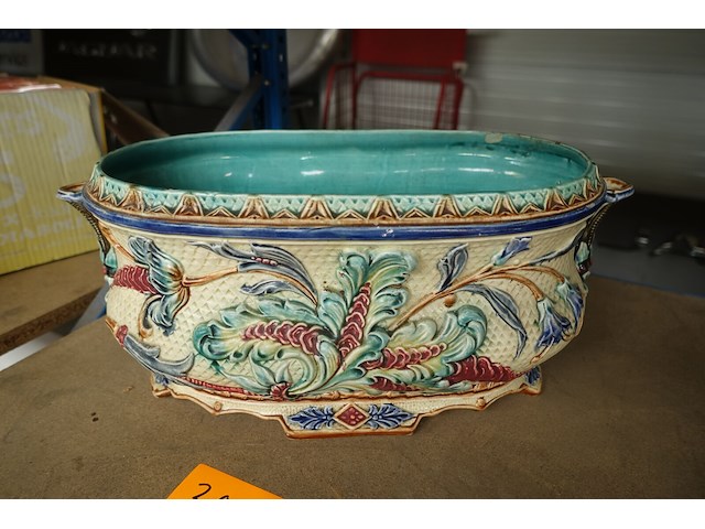 Plantenbak barbotine/ majolica - afbeelding 1 van  5
