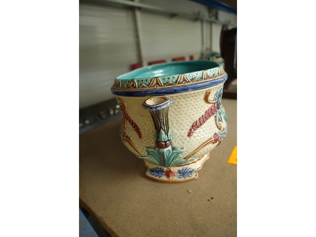 Plantenbak barbotine/ majolica - afbeelding 2 van  5