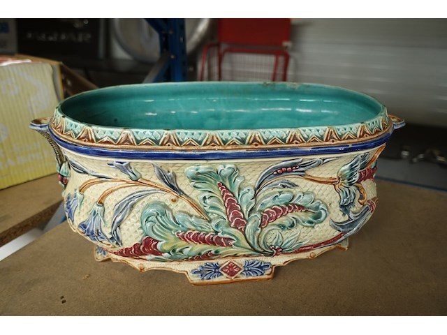 Plantenbak barbotine/ majolica - afbeelding 3 van  5