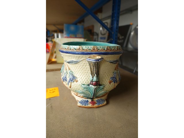 Plantenbak barbotine/ majolica - afbeelding 4 van  5