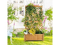 Plantenbak met een latwerk, sparrenhout, 180 cm, bloempot met privacyscherm - afbeelding 1 van  6