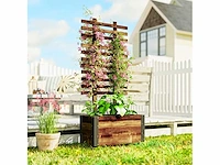 Plantenbak met klimrek, bloemdoos met geotextielfolie en wielen