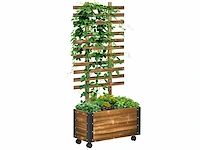 Plantenbak met klimrek, bloemdoos met geotextielfolie en wielen - afbeelding 2 van  5