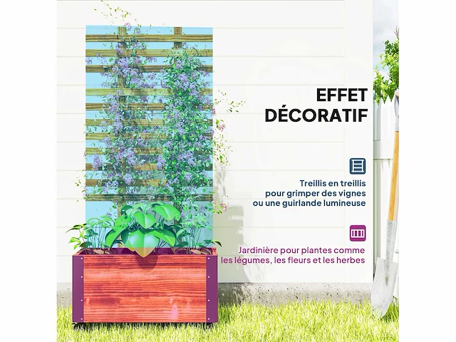 Plantenbak met klimrek, bloemdoos met geotextielfolie en wielen - afbeelding 4 van  5