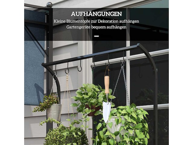 Plantenstandaard met drie lagen, bloemenplank met 6 haken - afbeelding 5 van  9