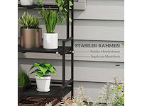 Plantenstandaard met drie lagen, bloemenplank met 6 haken - afbeelding 6 van  9