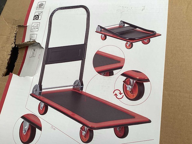Plateauwagen 150 kg, afmeting 73 × 47 cm - afbeelding 2 van  4