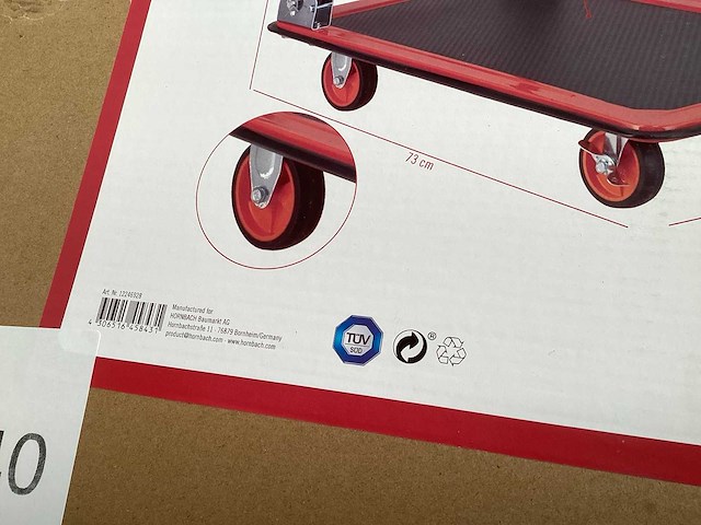 Plateauwagen 150 kg, afmeting 73 × 47 cm - afbeelding 3 van  4