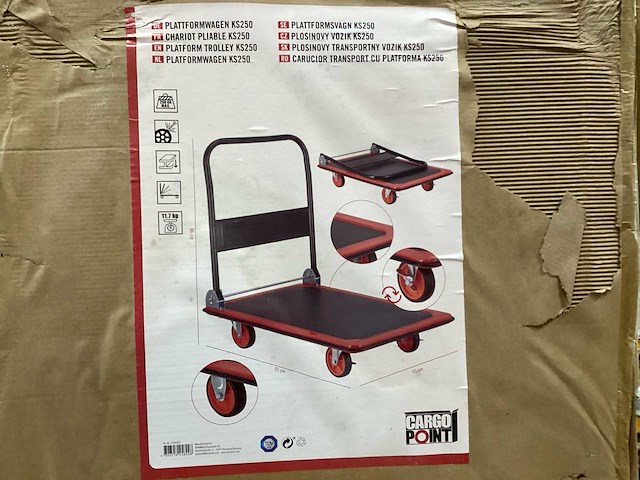 Plateauwagen 91x61 cm, 250kg - afbeelding 5 van  8