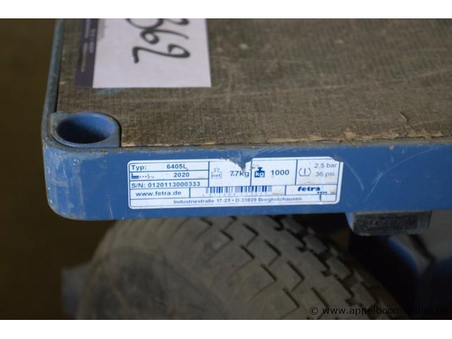Plateauwagen fetra 6450l bj 2020 cap 1000kg - afbeelding 3 van  4