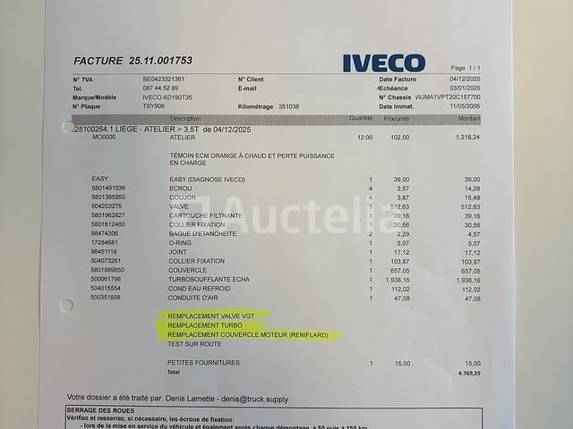 Platte vrachtwagen met kraan iveco trakker 350 (2005-351,428 km-vin:wjma1vpt20c157700) - afbeelding 15 van  39