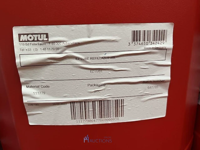 Plm 21 bidons smeermiddel motul ez lube - 20 l - afbeelding 3 van  3