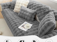 Pluche bankhoes grijs 110x240cm - afbeelding 2 van  4