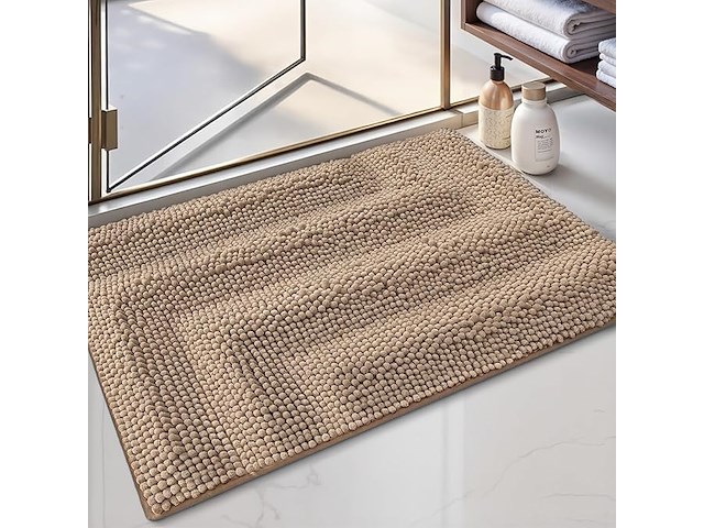 Pluizig badkamertapijt 60x110 beige - afbeelding 2 van  3