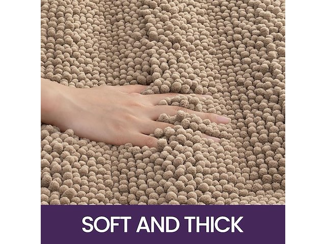 Pluizig badkamertapijt 60x110 beige - afbeelding 3 van  3