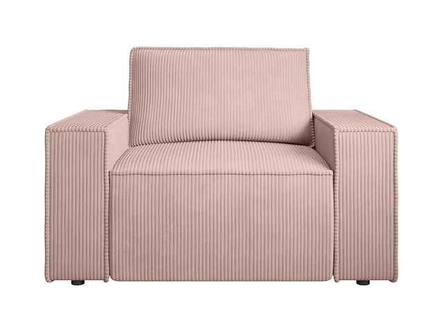 Poederroze ribfluwelen fauteuil - afbeelding 2 van  8