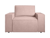 Poederroze ribfluwelen fauteuil - afbeelding 2 van  8