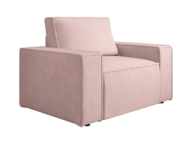 Poederroze ribfluwelen fauteuil - afbeelding 3 van  8