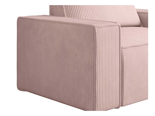 Poederroze ribfluwelen fauteuil - afbeelding 4 van  8