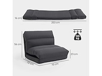 Poef die omgebouwd kan worden tot bed, achteroverleunbaar, opvouwbaar, donkergrijs - afbeelding 4 van  6