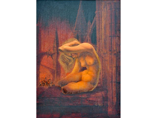 Pol liard - naakt in de rode stad - olie op paneel - 90x70 cm - afbeelding 1 van  9