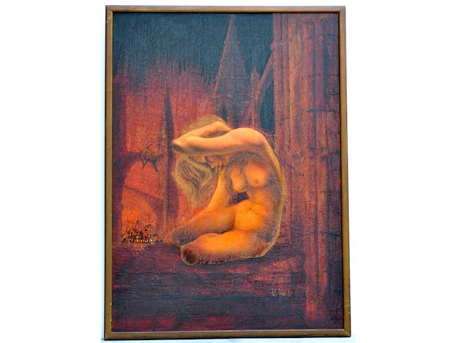 Pol liard - naakt in de rode stad - olie op paneel - 90x70 cm - afbeelding 2 van  9