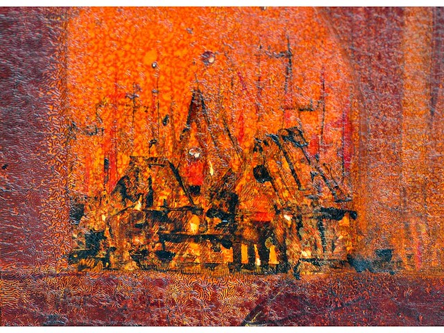 Pol liard - naakt in de rode stad - olie op paneel - 90x70 cm - afbeelding 5 van  9