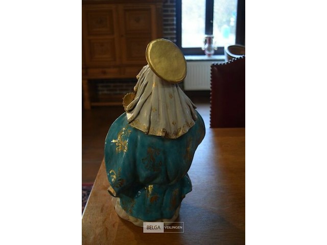 Polychroom terracota beeldje madonna met kind - afbeelding 4 van  4