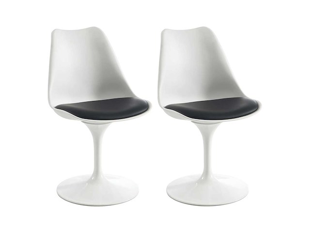 Polypropyleen, nep stalen draaistoelen - wit & zwart (x4) - afbeelding 2 van  9