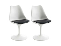 Polypropyleen, nep stalen draaistoelen - wit & zwart (x4) - afbeelding 2 van  9