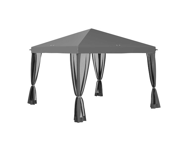 Pop-up gazebo barnum opvouwbare koloniale stijl 3 x 3 m 4 muskietennetten + grijze draagtas - afbeelding 2 van  3