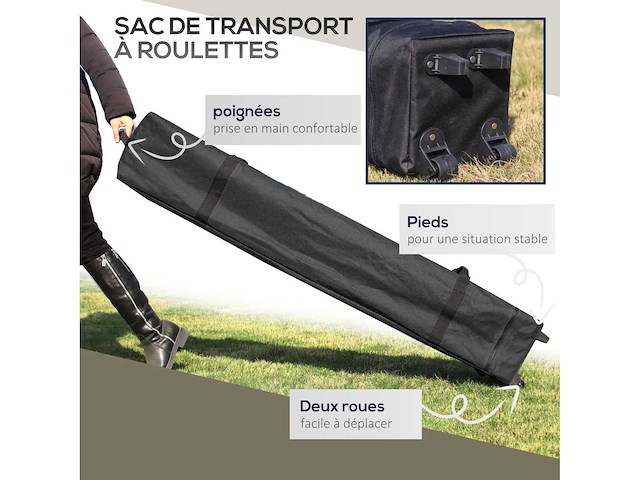 Pop-up opvouwbare tuintent met uv-bescherming 50+ met 4 geritste muggennetten 4 x 4 m grijs - afbeelding 4 van  6
