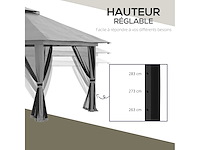 Pop-up opvouwbare tuintent met uv-bescherming 50+ met 4 geritste muggennetten 4 x 4 m grijs - afbeelding 6 van  6