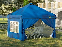 Pop-up prieel tent barnum 3x3 m met 4 afneembare blauwe zijwanden