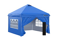 Pop-up prieel tent barnum 3x3 m met 4 afneembare blauwe zijwanden - afbeelding 3 van  7