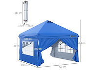 Pop-up prieel tent barnum 3x3 m met 4 afneembare blauwe zijwanden - afbeelding 4 van  7