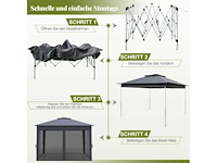 Pop-up vouwbare tuinprieel 3,4 x 3,4 m met 4 muskietennetten - afbeelding 2 van  6