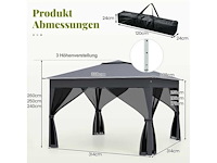 Pop-up vouwbare tuinprieel 3,4 x 3,4 m met 4 muskietennetten - afbeelding 3 van  6
