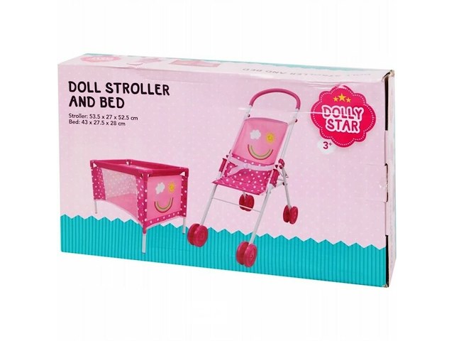 Poppen buggy en bed - afbeelding 1 van  2