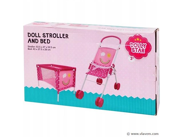 Poppen buggy en bedje - afbeelding 1 van  2