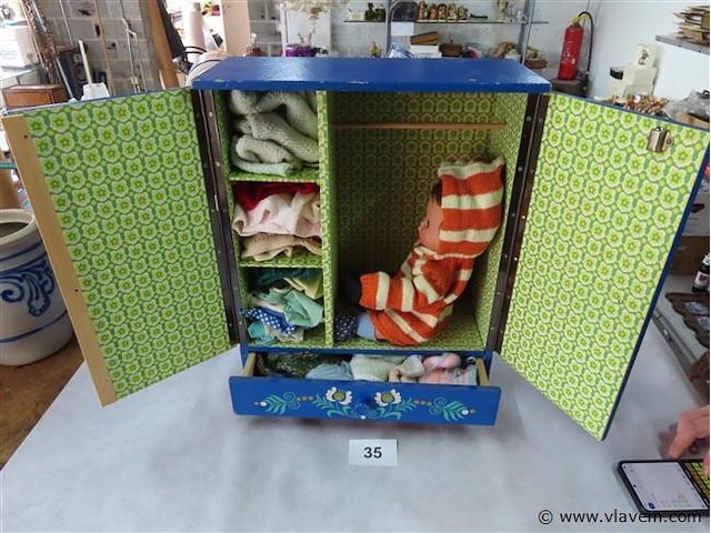 Poppenhuisje met inhoud 50x17x38cm - afbeelding 1 van  3