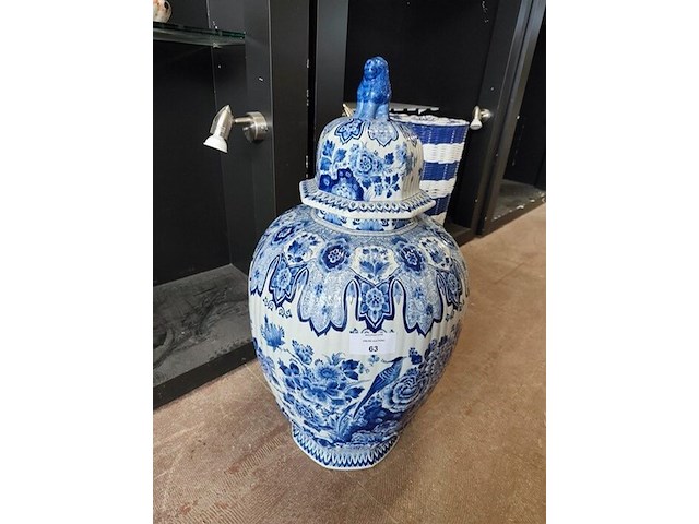 Porseleinen pot met deksel delft hoogte 85cm - afbeelding 1 van  7