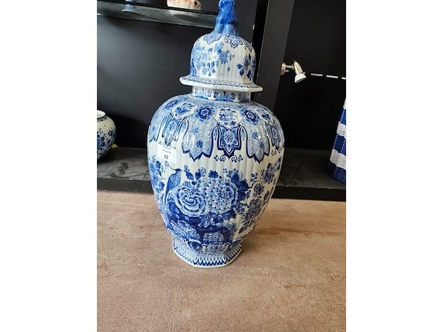 Porseleinen pot met deksel delft hoogte 85cm - afbeelding 2 van  7