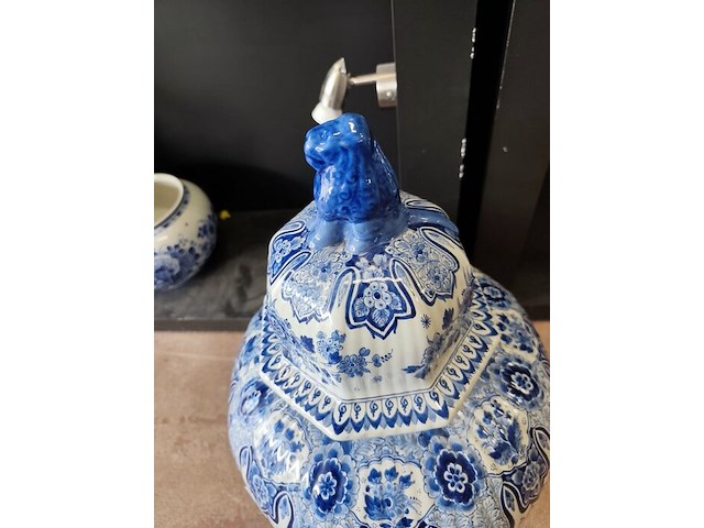 Porseleinen pot met deksel delft hoogte 85cm - afbeelding 5 van  7