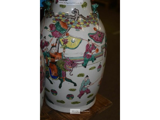 Porselijnen vaas h= 45cm - afbeelding 2 van  2