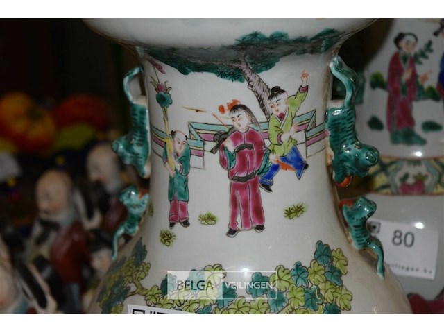 Porselijnen vaas h= 45cm - afbeelding 2 van  3