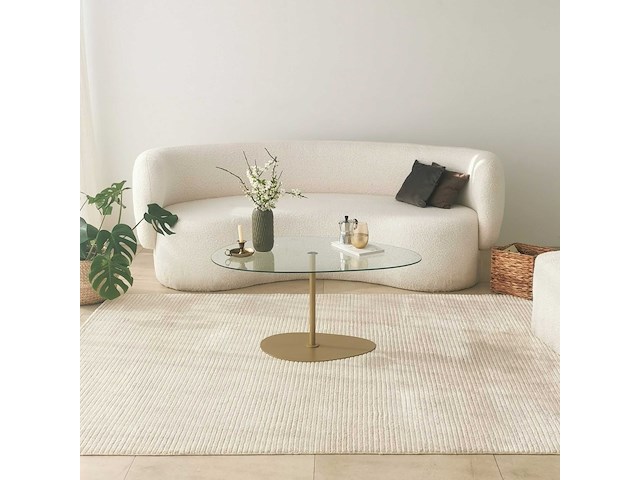 Porto salontafel | gehard glas | transparant, goud - afbeelding 1 van  7