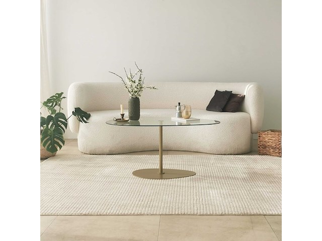 Porto salontafel | gehard glas | transparant, goud - afbeelding 2 van  7