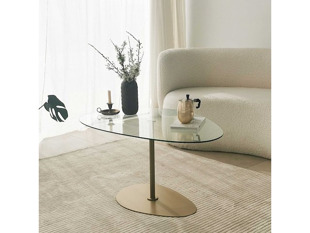 Porto salontafel | gehard glas | transparant, goud - afbeelding 3 van  7